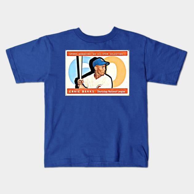 1960 Ernie Banks Mr. Cub Kids T-Shirt by flashbackchamps